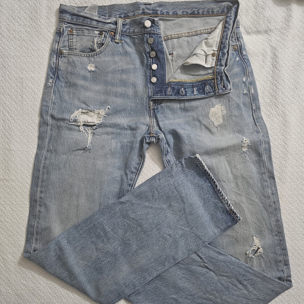 Levi's Blue Relaxed Fit Jeans with Distressed Details